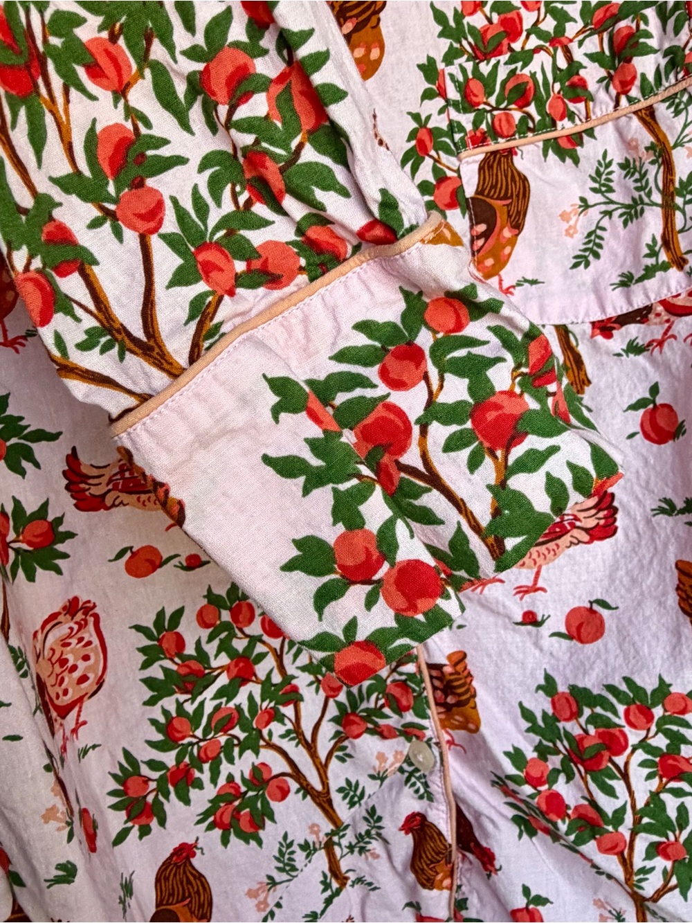 Printfresh Hen House Chicken Orchard Pajama Top Sz M Pink Organic Cotton Cottage - Picture 11 of 16